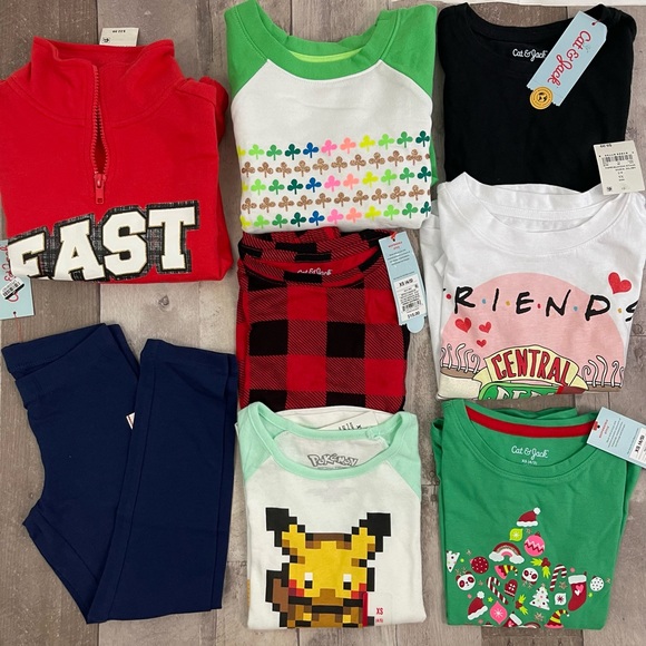 Cat & Jack, Disney Other - Girl XS 4-5 Mixed Lot Fall Clothes Long Sleeve T-shirts, Leggings, Sweatshirt